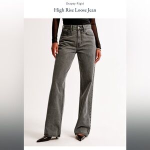 Abercrombie High Rise Loose Jean - Dark Grey (4 Long)